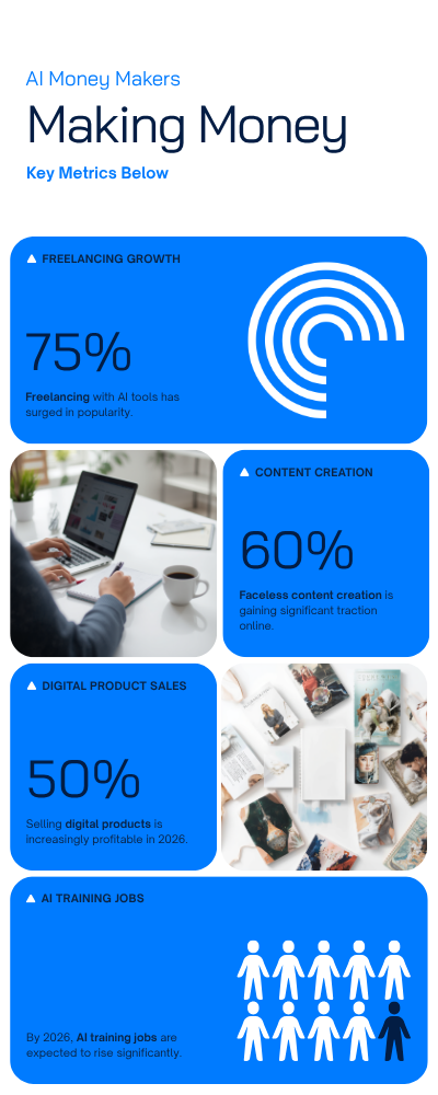 6 ways to make money with AI tools in 2026 infographic